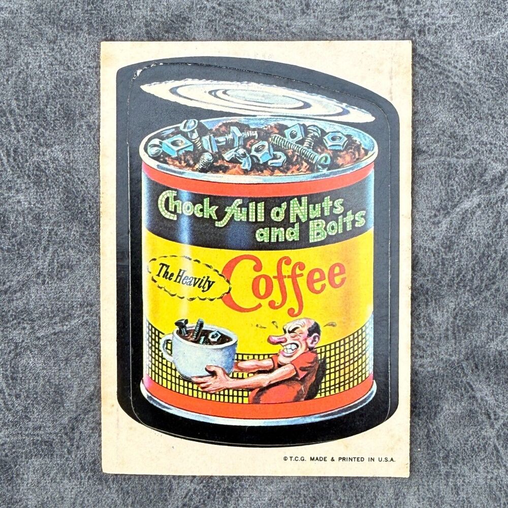 Vintage Topps Wacky Packages Die Cut Card Sticker Chock Full d'Nuts and Bolts